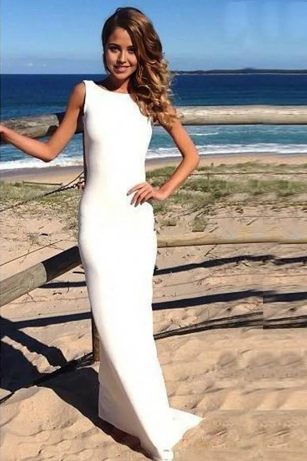Vestido largo formal de gasa con espalda descubierta y corte entallado para noche y graduación